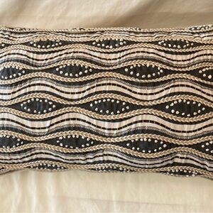 Wavy Patterned Grey and Cream Accent Pillow